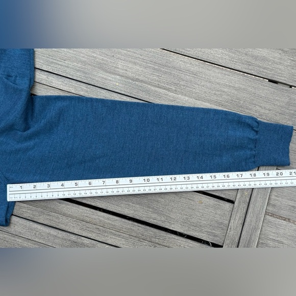 Saks Fifth Avenue 1/4-Zip Sweater XL – 100% Merino Wool, Made in Italy, Blue - Picture 12 of 14